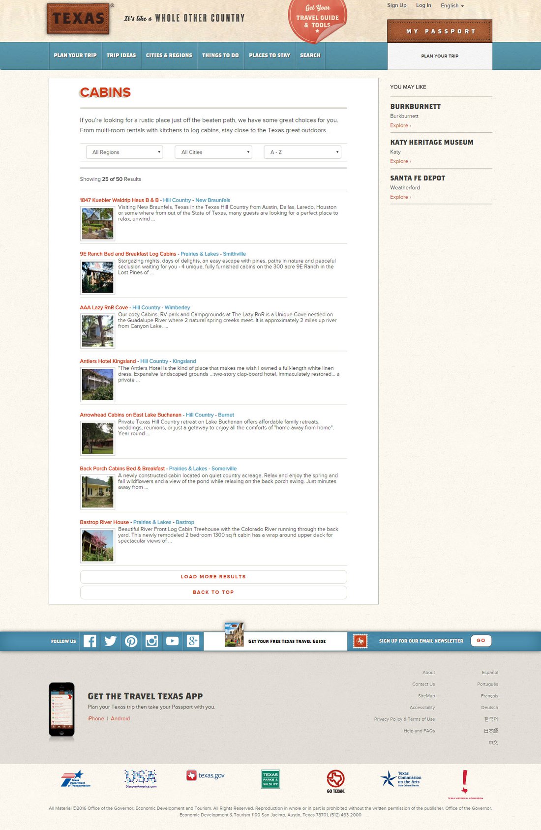 Cabins Page