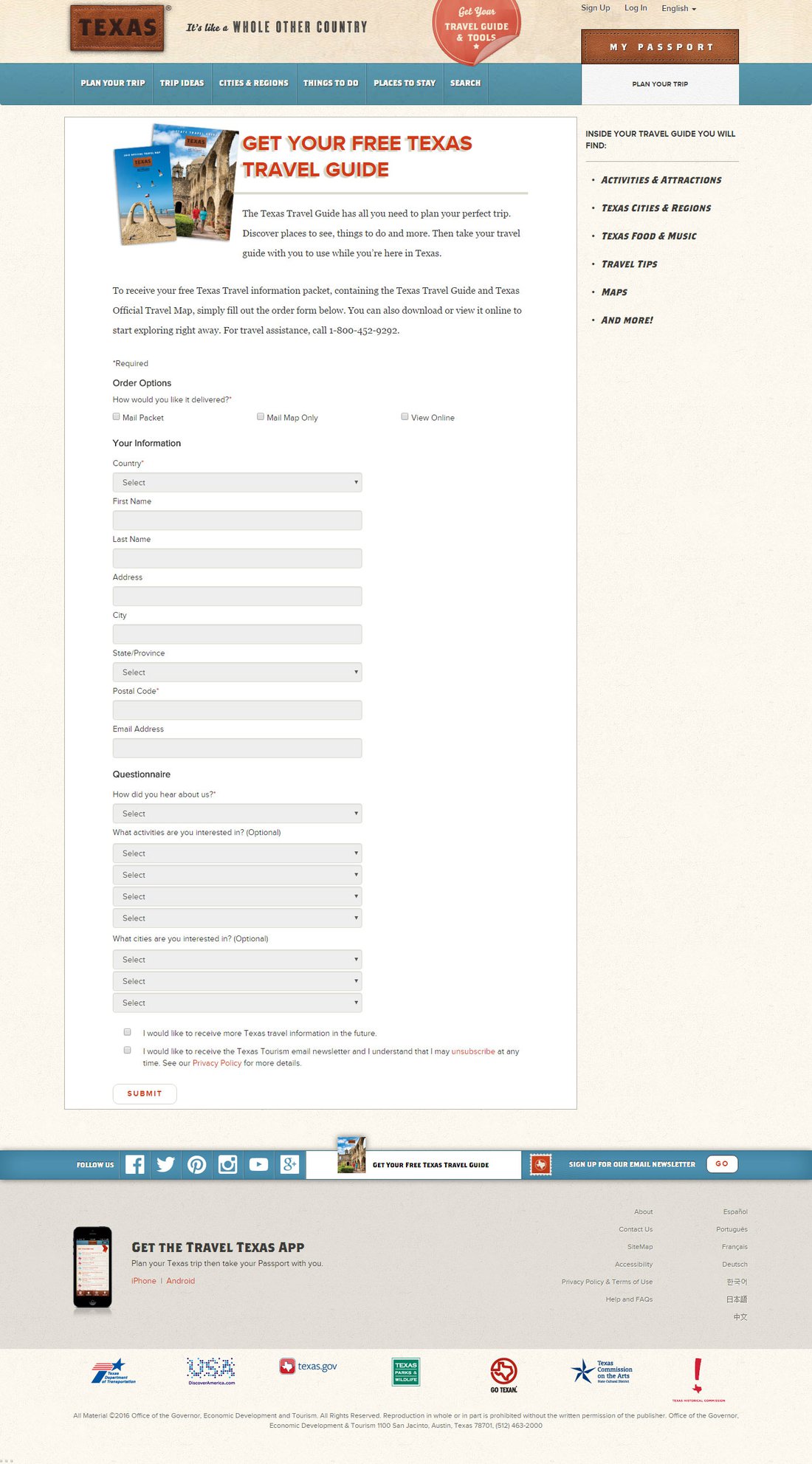 Travel Guides Form